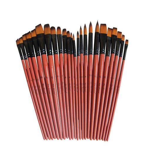 6pcs/set Nylon Har Ol Pant Brush Set Round Flbert Angel