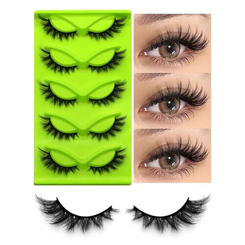 Cat Eye false eyelashes 5 Pairs Faux Mink Lashes Fox Eye Las