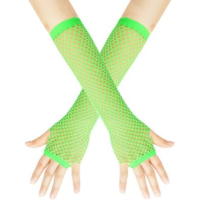 1Pair Womens Long Fishnet Net Gloves Fingerless Mesh Gloves