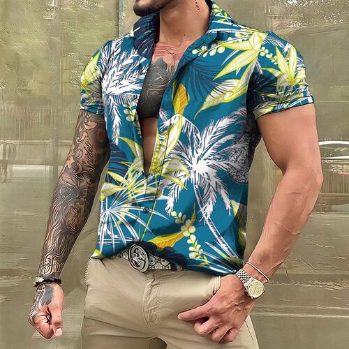 Shirts And Blouses Hawaiian Mens Shirt Tropical 3D Print Ca