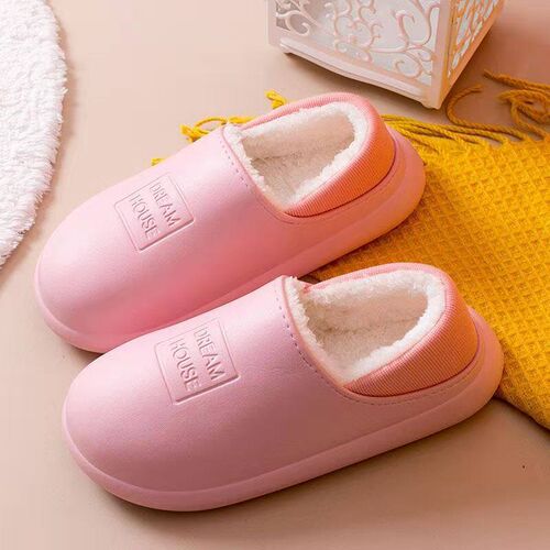 Waterproof Cotton Slippers Mens Autumn and Winter Thick Sol