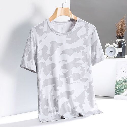 Ice Silk Breathable Camo Tee Mens Summer Trendy Universal Re