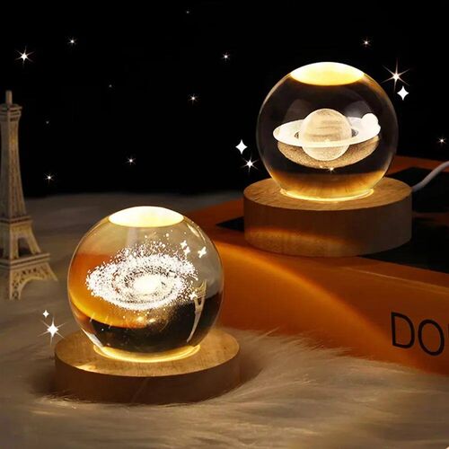 3D Crystal Lights Lamp Glowing Planetary Galaxy Night Light