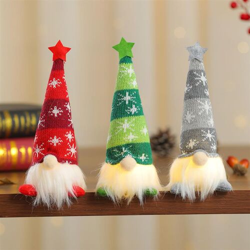 Light Up Knit Doll - Leg Hanging Santa with Star Hat Gift