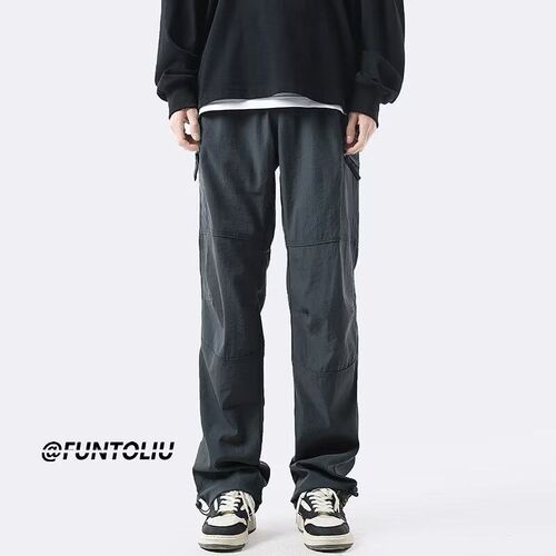 Casual Pants Mens Trousers Elasticless Overalls Solid Color