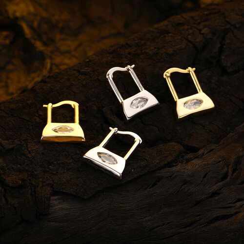 Design sense cold wind small lock zircon ear buckle niche pe