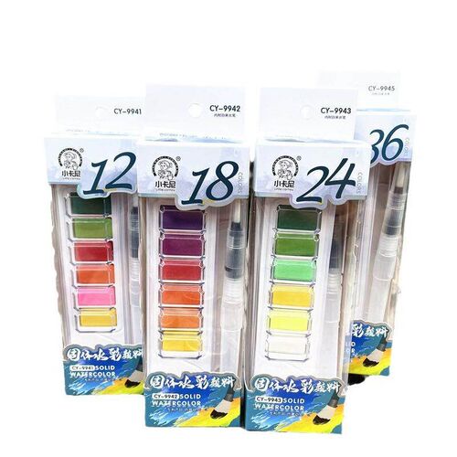 Student painting color filling gouache solid paint