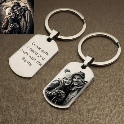 Personalized Keychain Best Dad Ever Gifts Custom Photo Name