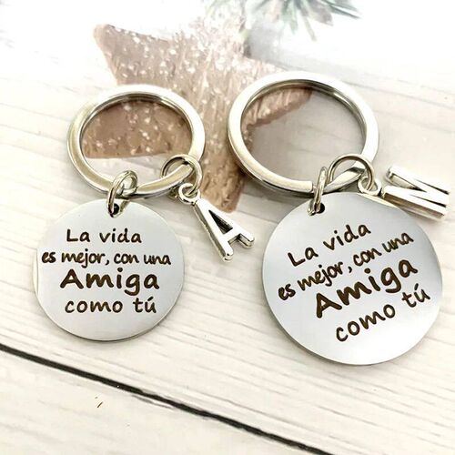 Spanish girlfriend keychain best friend gift, friendship key