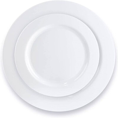 White Round Plastic Plates-Disposable Dinner Plates Cake Pla