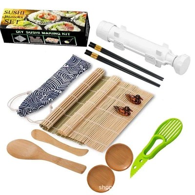 Sushi Making Kit Set Sushi Roller Bazooka Rice Ball Mold wit