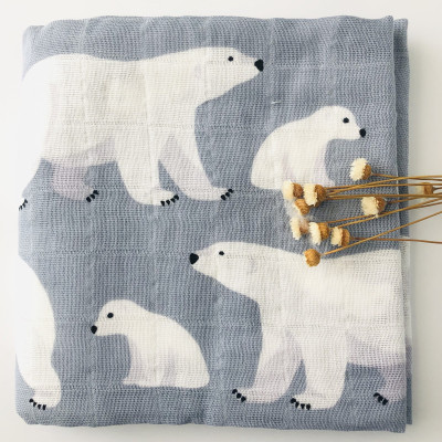Newborn  Organic Cotton Bamboo Baby Blanket Muslin Swaddle W