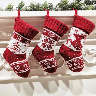 1pc Christmas Stocking Set Xmas Sock Sack Christmas Ornament