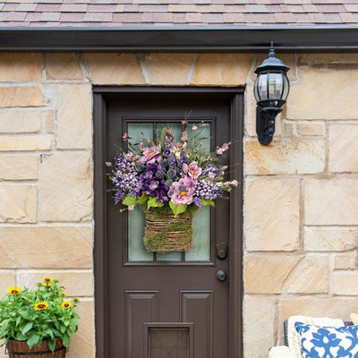 Lavender Basket Wreaths Front Door Artificial Floral