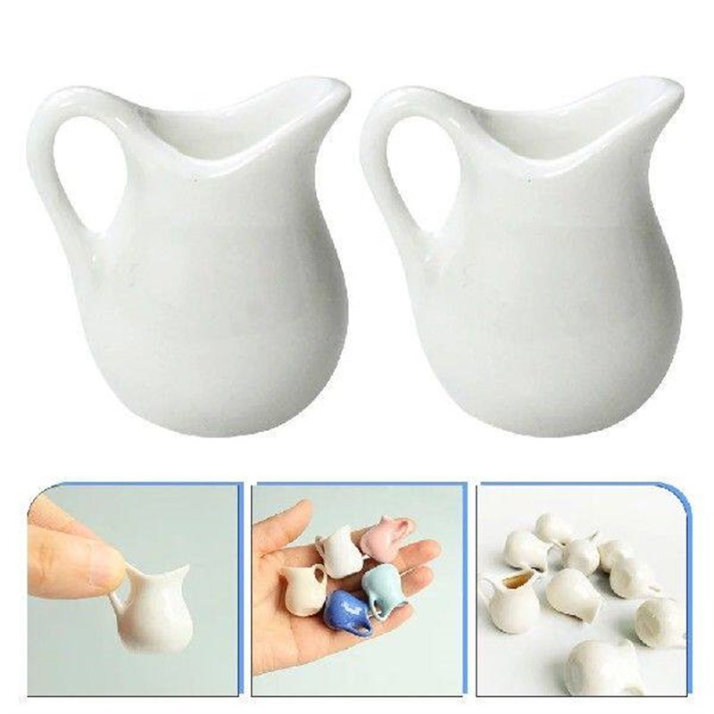2 Pcs Mini Food Toys Milk Jug House Decor Model White