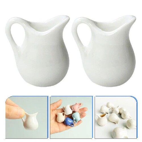2 Pcs Mini Food Toys Milk Jug House Decor Model White