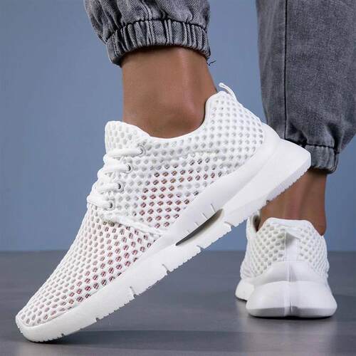 New White Meh Shoe for Men Breathable Summer Lightweight Hik