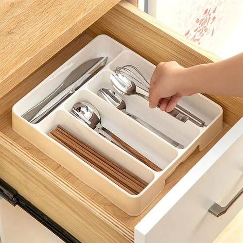4/5 Compartments Cutlery Organizer Daily Drawer Divider Tray