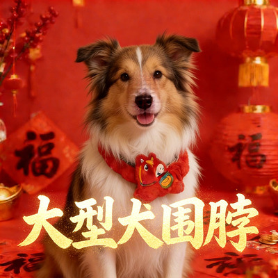 喜乐蒂专用大型犬狗狗新年围脖过年装饰春节喜庆口水巾围巾兜饰品