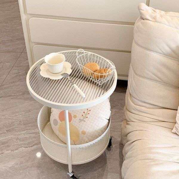 奶油风移动小茶几小推车小户型家用沙发边几客厅玻璃圆形网红圆桌,3C数码配件,其它配件,淘宝优惠券,粉丝福利购,淘宝优惠卷