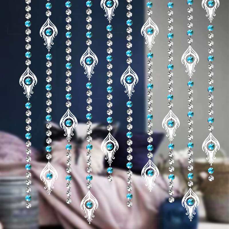 八角珠水晶珠帘隔断帘成品卧室门帘装饰客厅玄关半挂吊线帘子