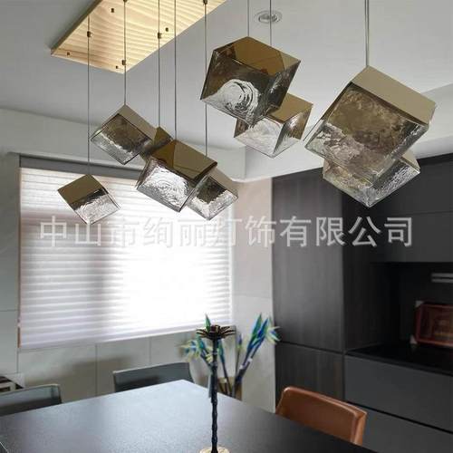 设计师loft创意冰块床头橱窗餐厅吧台吊灯楼梯吊灯挑空复式楼灯具