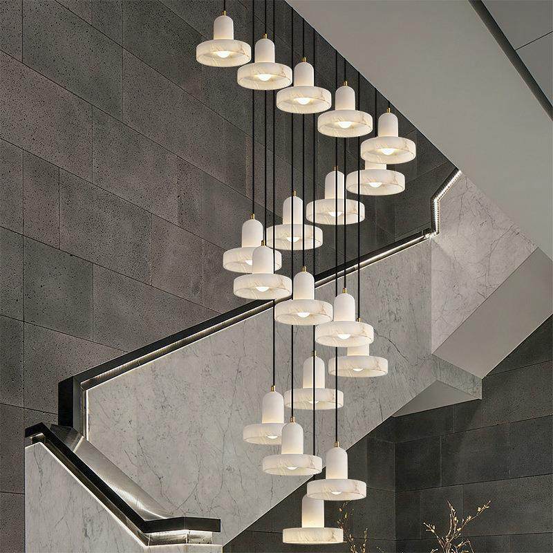 新中式复式楼楼梯间长吊灯现代餐厅云石灯别墅跃层楼中楼客厅灯具,家装灯饰光源,智能吊灯,淘宝优惠券,粉丝福利购,淘宝优惠卷
