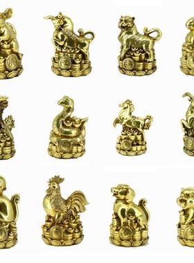 黄铜十二生肖 大号铜鼠牛虎兔龙蛇马羊猴鸡狗猪 属相铜摆件现货