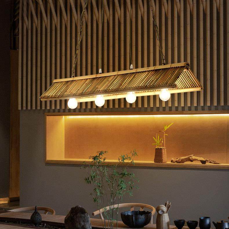 餐厅吊灯创意个性中式茶楼民宿火锅店竹艺吧台吊灯简约东南亚吊灯