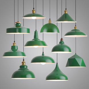 简约现代墨绿色工业风火锅店饭店普商用灯罩单头餐厅吊灯铁艺吊灯