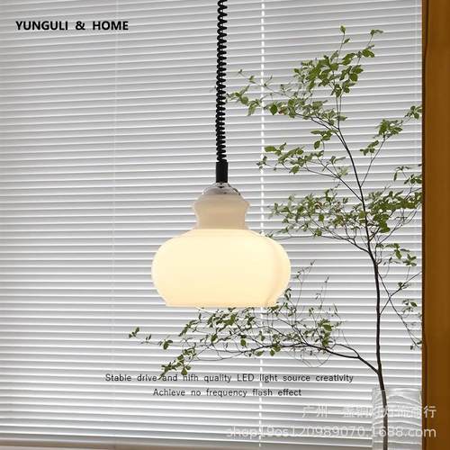 法式中古伸缩餐厅吊灯现代北欧侘寂卧室书房餐桌可升降奶油风灯具