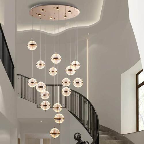 空客极中空挑高中灯别墅简楼梯复式旋转吊灯楼梯客厅长现代主义LO