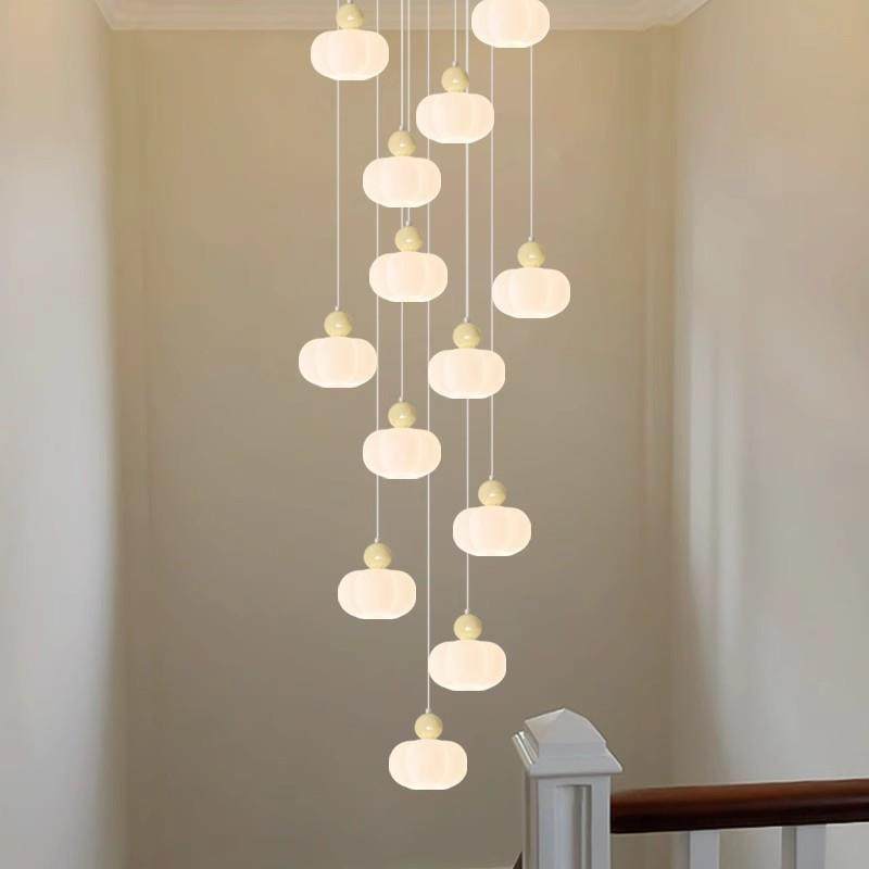 奶油风现代简约新款楼梯吊灯长吊灯别墅复式楼挑空大厅创意云朵灯,家装灯饰光源,智能吊灯,淘宝优惠券,粉丝福利购,淘宝优惠卷