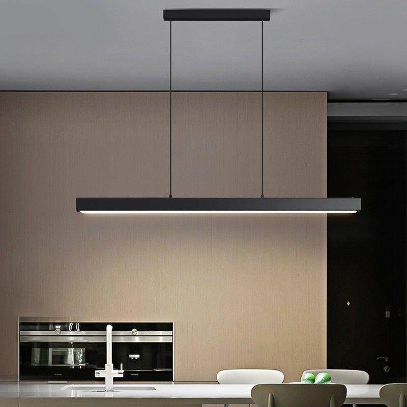 极简餐厅吊灯北欧设计师一字吧台灯饭厅办公室餐桌灯长条led灯具