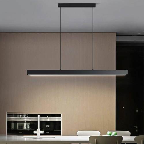 极简餐厅吊灯北欧设计师一字吧台灯饭厅办公室餐桌灯长条led灯具