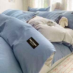 纯棉床四件套高端全棉双拼被套床枕套床床笠三件套加厚简约