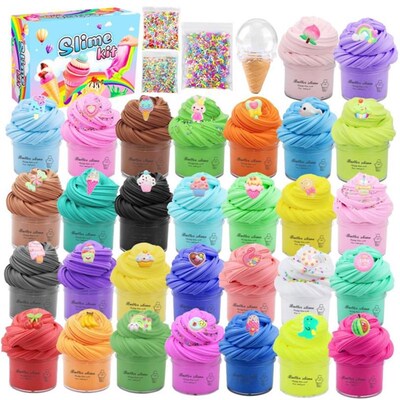 2Pack 70-180ml Cloud Slime Kit Peach Slime Charm Scented DIY