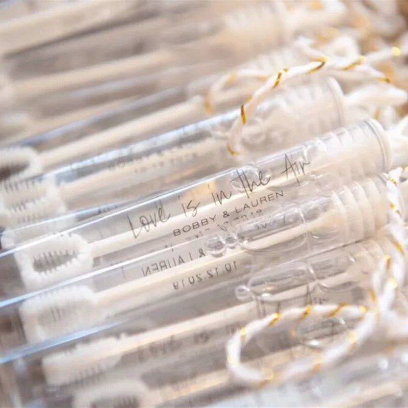 100pcs Personalized Wedding Bubble Tube Labels Custom Clear