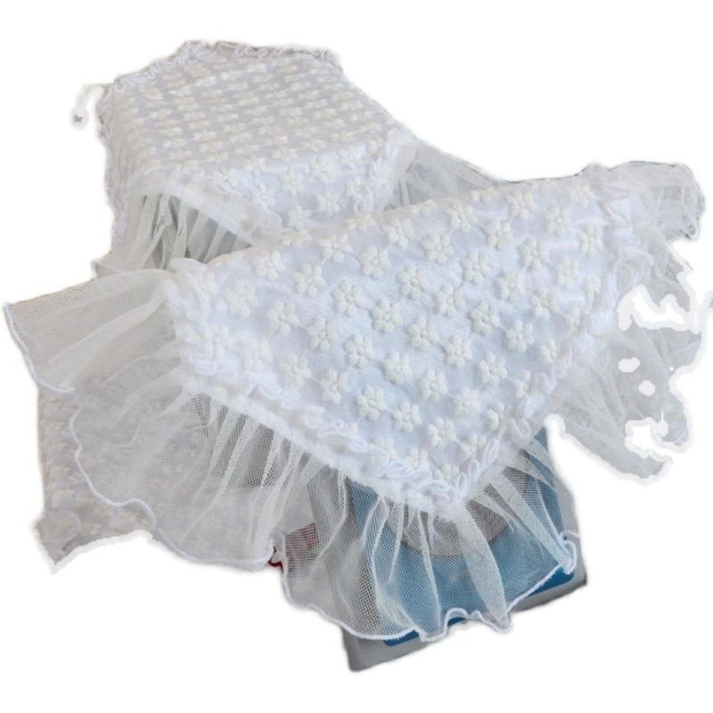 博文布艺经典欧式台式液晶电脑罩防尘盖巾电脑显示器蕾丝白色