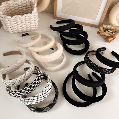 Wide-brimmed Fabric Hair Bands for Women Frence Style White