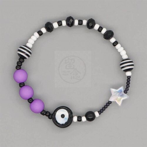 -Acrylic round beads striped beads Bohemian sub-handmade gla