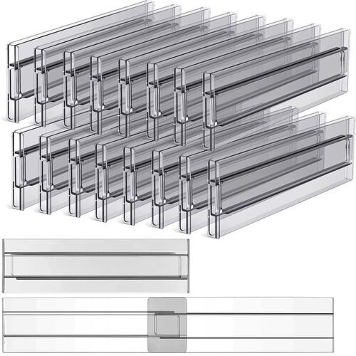 4/8pcs Drawer Dividers Organizer Expandable Grey Kitchen Dra