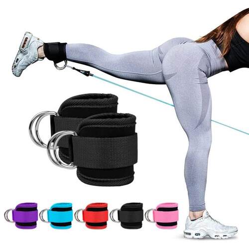 Gym Ankle Straps Double D-Ring Neoprene Padded Cuffs Ankle W