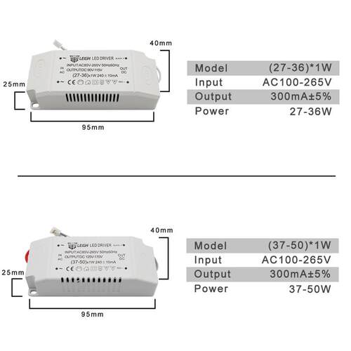 220V LED Driver Constant Current 300mA 240mA Output 1-50W Po
