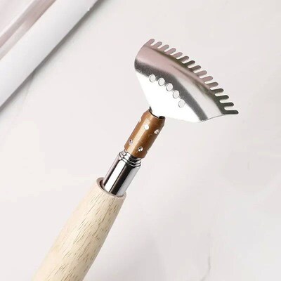 Metal Back Scratcher Telescopic Wooden Handle with Steel Rol