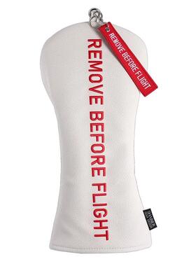 Red Remove Before Flight Synthetic Leather Golf Headcover Sq