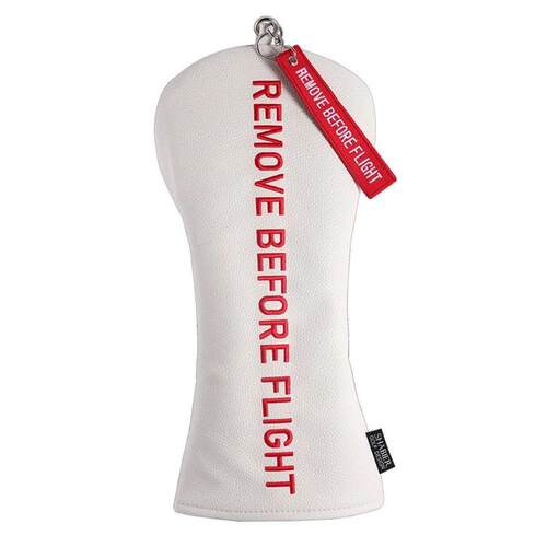 Red Remove Before Flight Synthetic Leather Golf Headcover Sq
