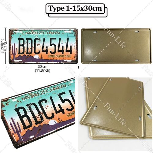 Vintage Metal Poster USA Texas New York California Car Numbe
