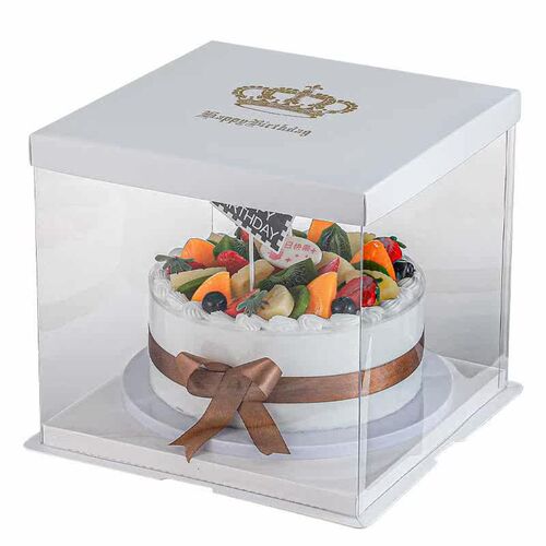 New bronzing crown transparent cake box 6/8/10/12/14 inch pl