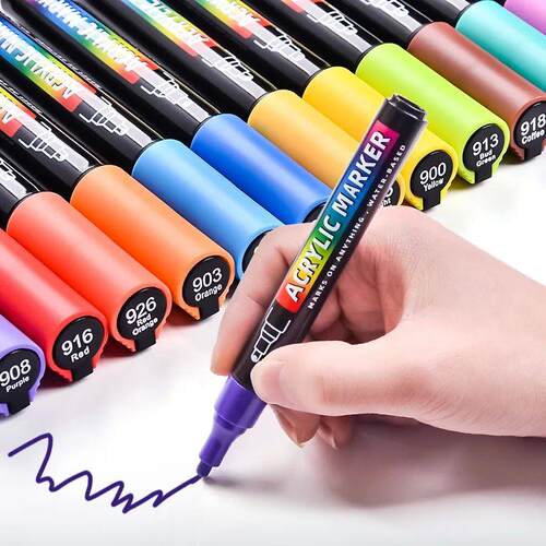 Roise 12 Color Acrylic Markers Pen Painting Art Supplies Chi